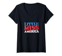 Femme Little Miss America T-Shirt avec Col en V
