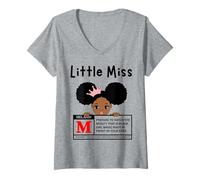 Femme Little Miss Black Girl Magic Melanin M Avertissement Cute Girls T-Shirt avec Col en V