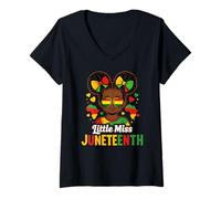 Femme Little Miss Juneteenth, Princesse Noire de la Journée de la liberté Africaine T-Shirt avec Col en V
