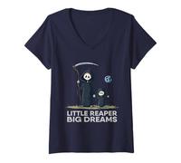 Femme Little Reaper, de Grands rêves | Grim Reaper & Son T-Shirt avec Col en V