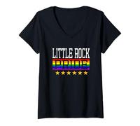 Femme Little Rock Pride Drapeau Arc-en-Ciel Gay Lesbienne Queer LGBT T-Shirt avec Col en V