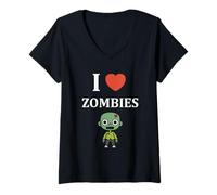 Femme Little Zombie Funny Halloween Dead i Love Zombies T-Shirt avec Col en V