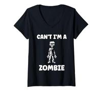 Femme Little Zombies Halloween Dead Can't I'm a Zombie T-Shirt avec Col en V