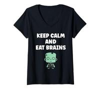 Femme Little Zombies Halloween Dead Eat Brains Zombie T-Shirt avec Col en V