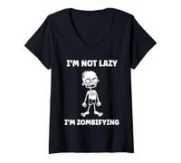 Femme Little Zombies Halloween Dead Not Lazy I'm a Zombie T-Shirt avec Col en V