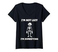 Femme Little Zombies Halloween Dead Not Lazy I'm a Zombie T-Shirt avec Col en V