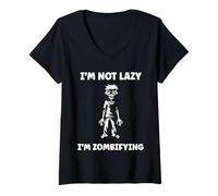 Femme Little Zombies Halloween Dead Not Lazy I'm a Zombie T-Shirt avec Col en V
