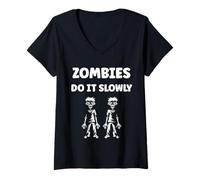 Femme Little Zombies Halloween Dead Slowly Zombie T-Shirt avec Col en V