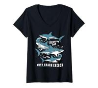 Femme Live Every Day with Shark Energy - Graphique Requin T-Shirt avec Col en V
