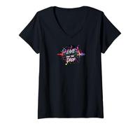 Femme Live for The Drop EDM DJ Music Producer Rave Party Design T-Shirt avec Col en V