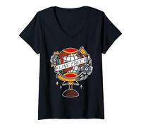 Femme Live Free Globe of The World T-Shirt avec Col en V
