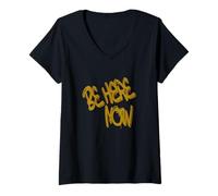 Femme Live in The Moment Quote Design T-Shirt avec Col en V