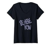 Femme Live in The Moment Quote Design T-Shirt avec Col en V
