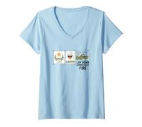 Femme Live, Laugh, Lay Down Suppressive Fire, Humour Militaire Drôle T-Shirt avec Col en V