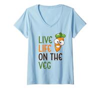 Femme Live Life on The Veg Funny Vegetable Carotte Vegan Lifestyle T-Shirt avec Col en V