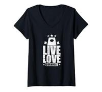 Femme Live Love Cornhole, Jeu Free Time Hobby T-Shirt avec Col en V