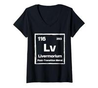 Femme Livermorium (LV) - Tableau périodique des éléments T-Shirt avec Col en V