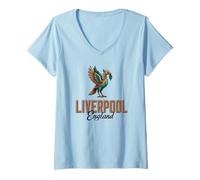 Femme Liverpool England Oiseau de Foie coloré pour lumières T-Shirt avec Col en V