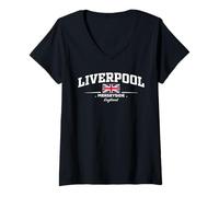 Femme Liverpool England T-Shirt avec Col en V