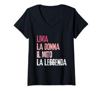 Femme Livia La Donna Il Mito La Leggenda Festa di Compleanno T-Shirt avec Col en V