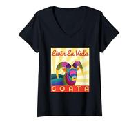 Femme Livin la Vida Goata T-Shirt avec Col en V