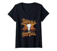 Femme Living in a New World, Old Soul Tee, Bull Skull, Desert T-Shirt avec Col en V