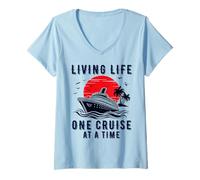 Femme Living Life One Cruise At A Time Fermeture éclair T-Shirt avec Col en V