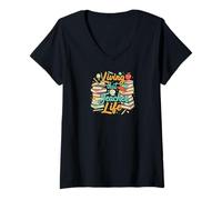 Femme Living That Teacher Life Books Apple Educator School T-Shirt avec Col en V