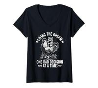 Femme Living The Dream One Bad Decision at a Time Funny Raton Laveur T-Shirt avec Col en V