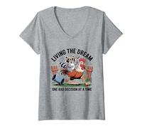 Femme Living The Dream One Bad Decision at a Time Funny Raton Laveur T-Shirt avec Col en V