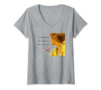 Femme Livre Citation I Would Rather Die of Passion Than Boredom T-Shirt avec Col en V
