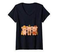 Femme Livre d'histoires de Contes de fées Trois Petits cochons T-Shirt avec Col en V