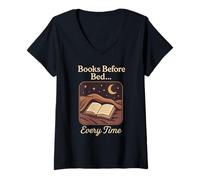 Femme Livre d'humour pour lire dormir drôle littéraire chouette de nuit T-Shirt avec Col en V