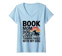 Femme Livre Dog Lover Turning Pages with My Dog T-Shirt avec Col en V