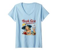 Femme Livre Girl Summer We Read At Dawn T-Shirt avec Col en V
