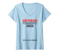 Femme Livre Liste d'invités Pyjama Party Sleepover 2025 Pyjama T-Shirt avec Col en V