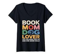 Femme Livre Mom Dog Lover Just One More Chapter T-Shirt avec Col en V