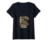 Femme Livre Violent Delights Dark Academia Raven Read Gothic Horror T-Shirt avec Col en V