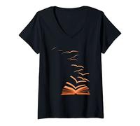 Femme Livres Readers Literary Booklover T-Shirt avec Col en V