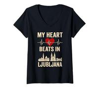 Femme Ljubljana Lover Saying Slovène Capital Wear T-Shirt avec Col en V