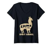 Femme Llama Is My Spirit Animal Funny Alpaga Lover Cute Llama T-Shirt avec Col en V