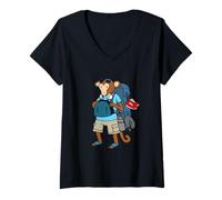 Femme Lobeboy Dessiné à la Main Motif Singe T-Shirt avec Col en V