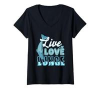 Femme L'observation des Baleines Live Love Lunge T-Shirt avec Col en V