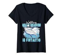 Femme L'observation des Baleines T-Shirt avec Col en V