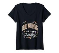Femme L'observation des Oiseaux est ma thérapie Florale bohème T-Shirt avec Col en V