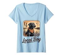 Femme Local Boy Labrador T-Shirt avec Col en V