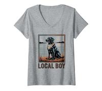 Femme Local Boy Labrador T-Shirt avec Col en V