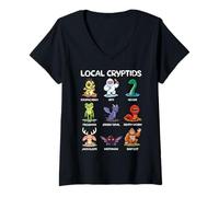 Femme Local Cryptids Cute Cryptid Monsters of America Kawaii Drôle T-Shirt avec Col en V