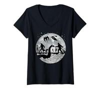 Femme Loch Ness Aliens Mothman Bigfoot Monsters Cryptide T-Shirt avec Col en V