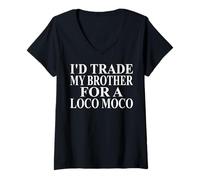 Femme Loco Moco Apparel | Design amusant Loco Moco Lover T-Shirt avec Col en V